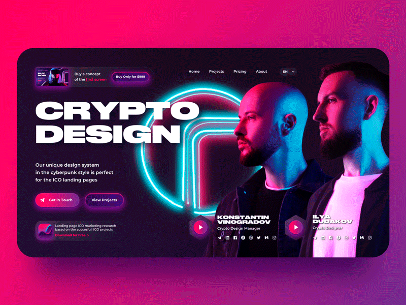 Example of Cryptocurrency Landing Pages and Blockchain Interfaces Design