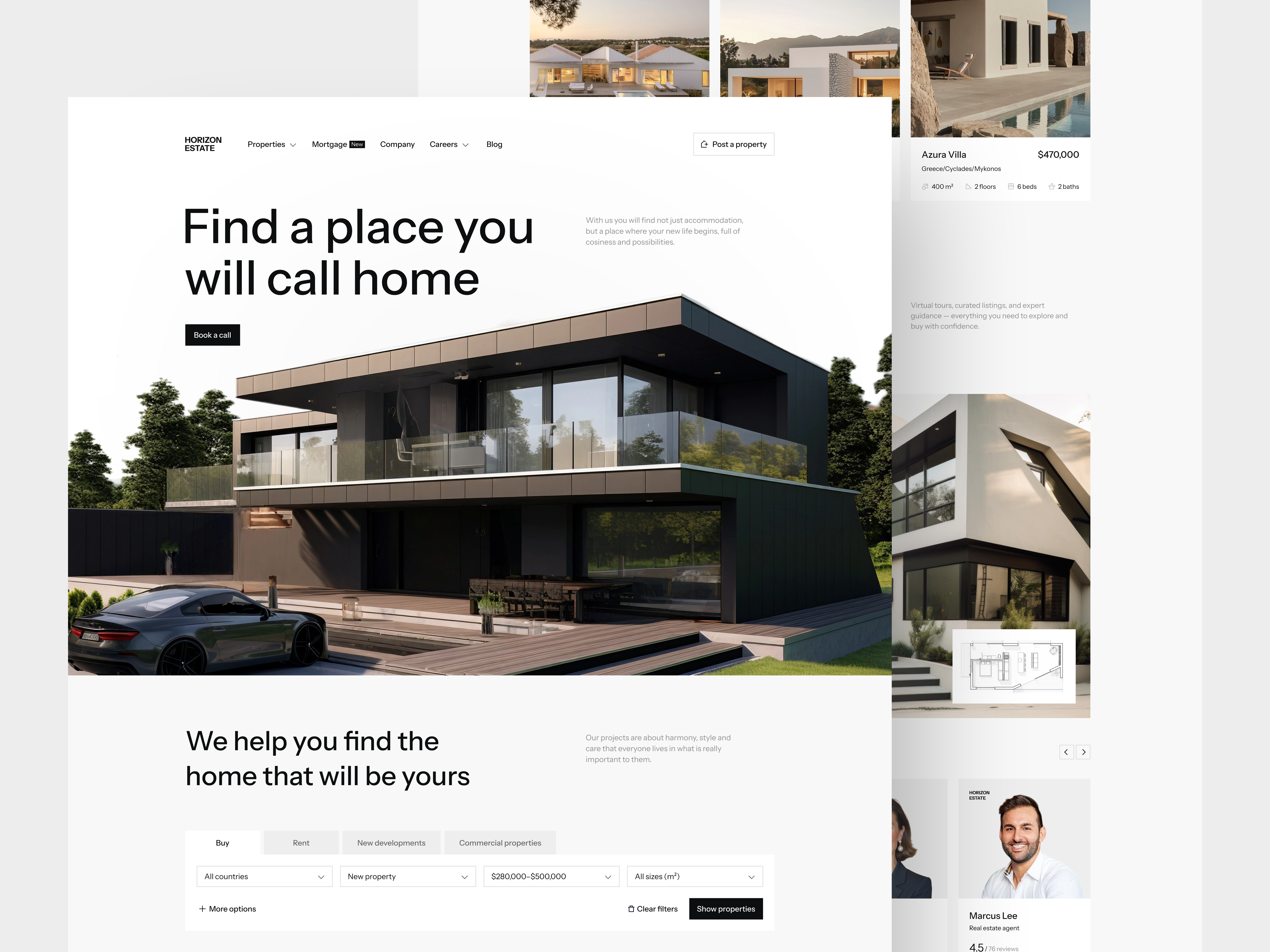 Example of Real Estate Website Design for Property Rentals and Apartments