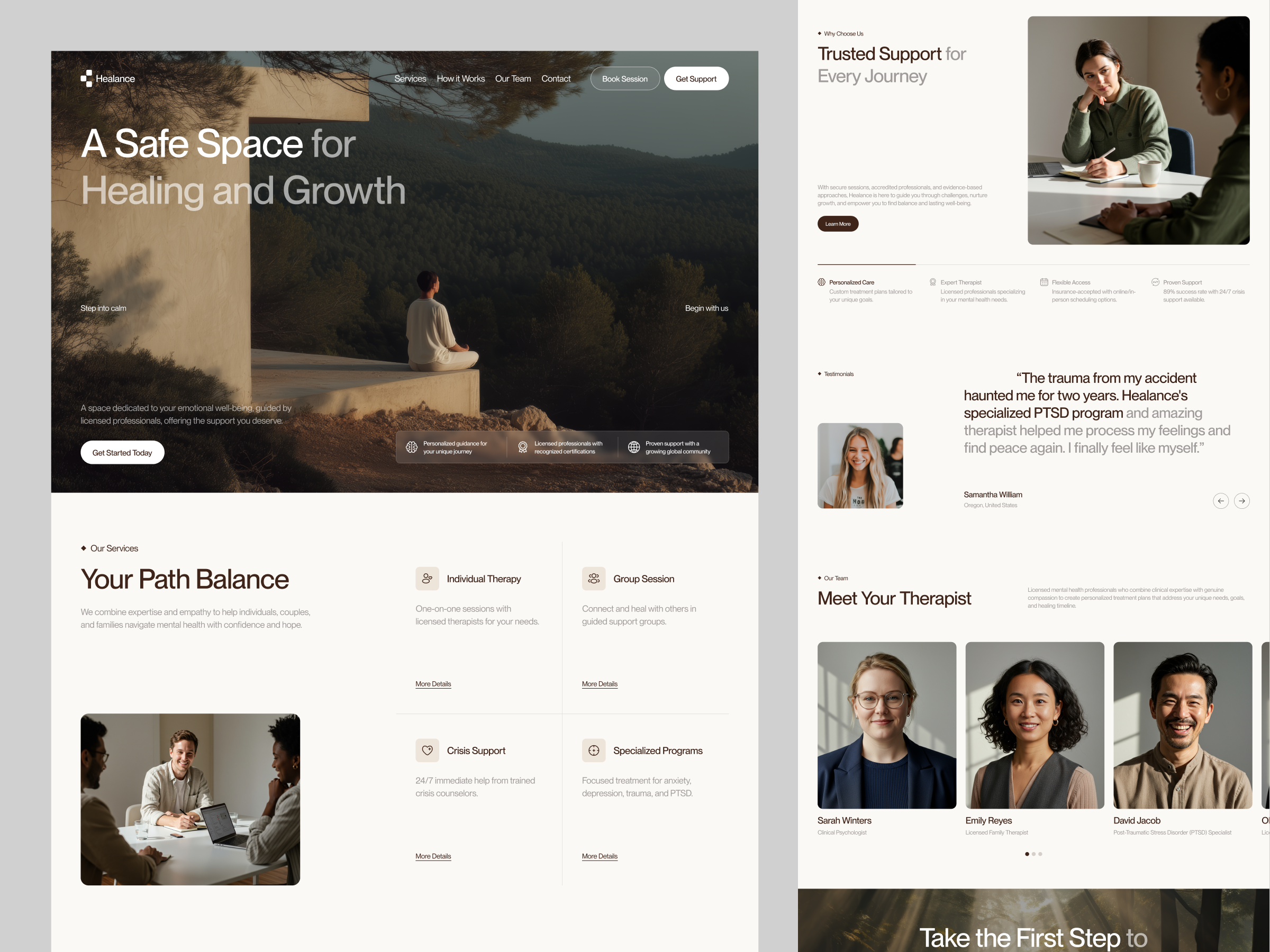 Example of Healance - Mental Health Platform Web Design