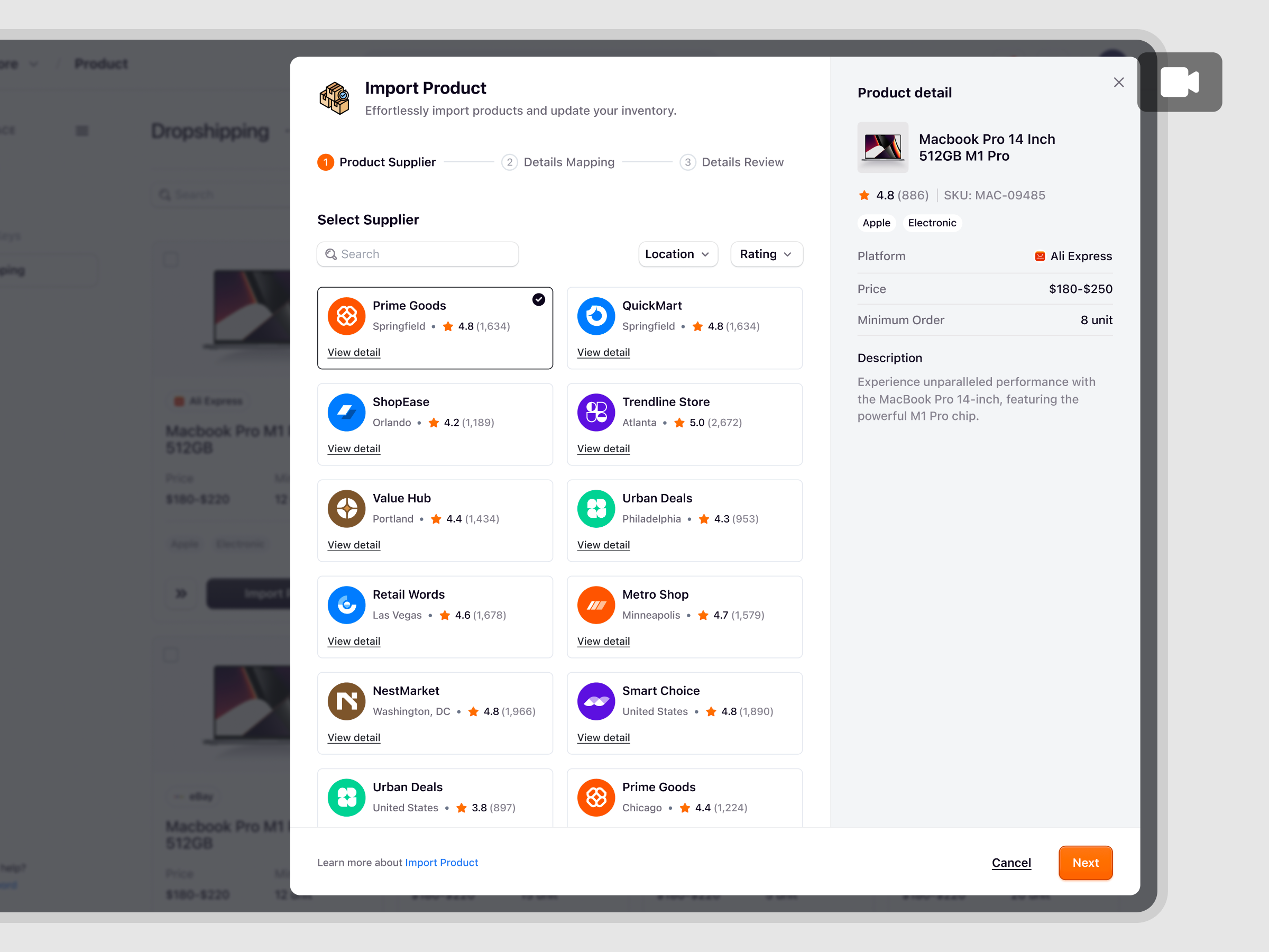 Example of Ecomiq – Dropshipping & Update Product Lifecycle for eCommerce