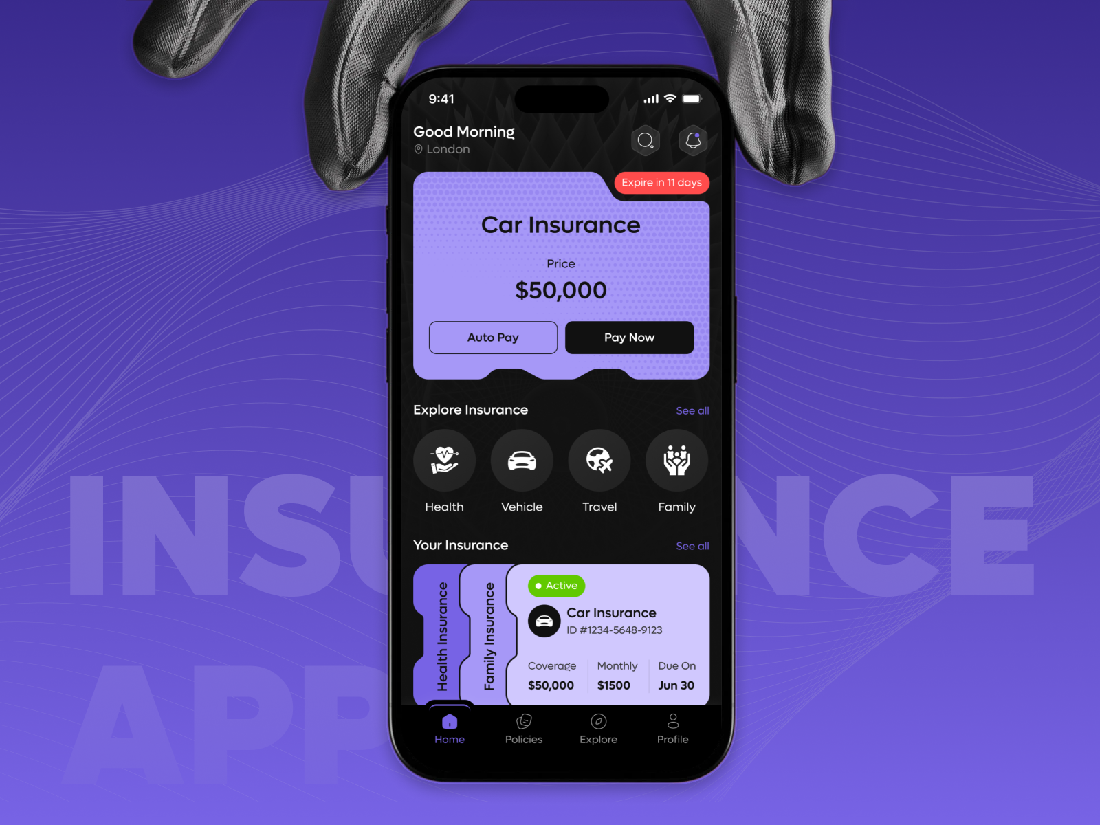 Example of Smart Insurance Management App Design - Empowering Modern Policy