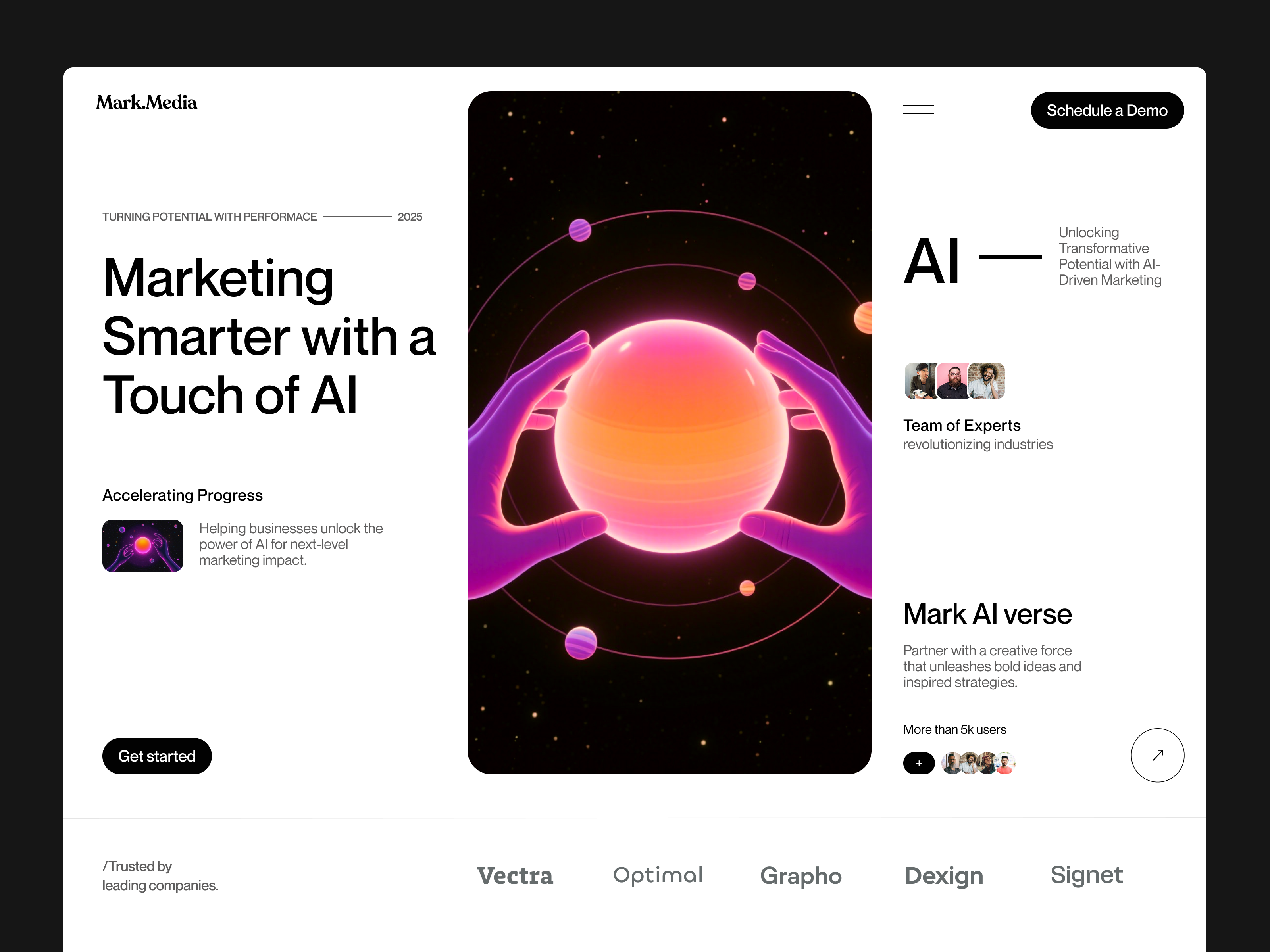 Example of Mark Media - Digital Marketing Agency Website Header