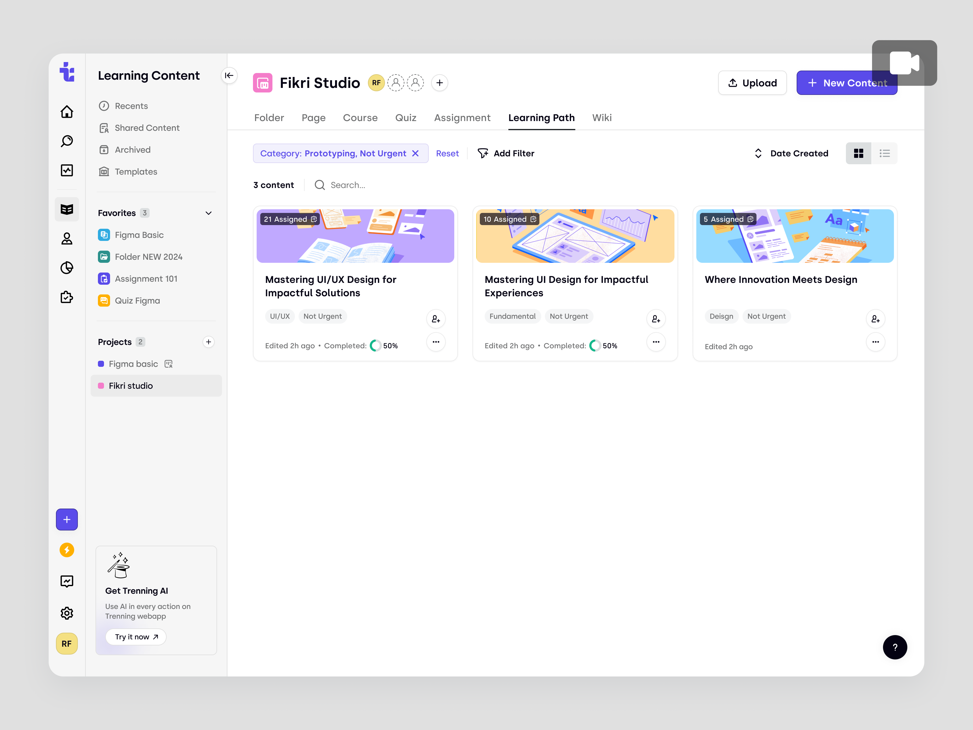 Example of Trenning - Creating a Learning Path in a SaaS LMS