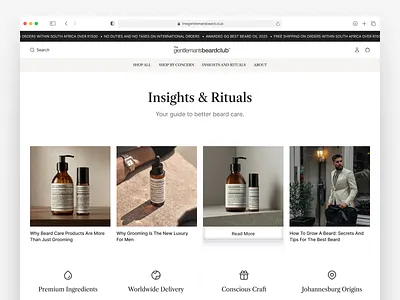 The Gentleman’s Beard — Insight & Details Page Redesign interface product service startup ui ux web